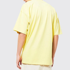 Camiseta de Cuello Redondo de Manga Corta Extra Grande para Hombre, Color Amarillo Liso, 100% Algodón, Estilo Casual, Nueva Tendencia - Product Image 3