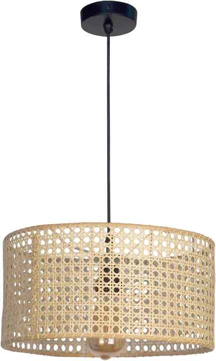 Rattan Wicker Craft Lampshade Handmade Hanging Lights for Over Kitchen Hallway Round Ceiling