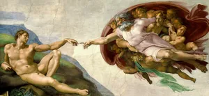 La Creación de Adán, Pintura al Óleo Religiosa del Techo de la Capilla Sistina de Miguel Ángel, Reproducción en Lienzo - Product Image 2