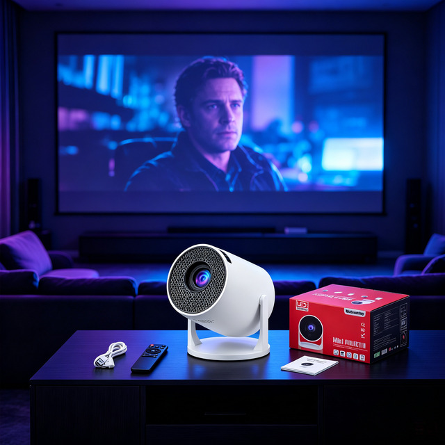 Convenient Home Theater 1080P Android Smart Projector with High-Definition 4K Wireless LED Lamp for Gaming