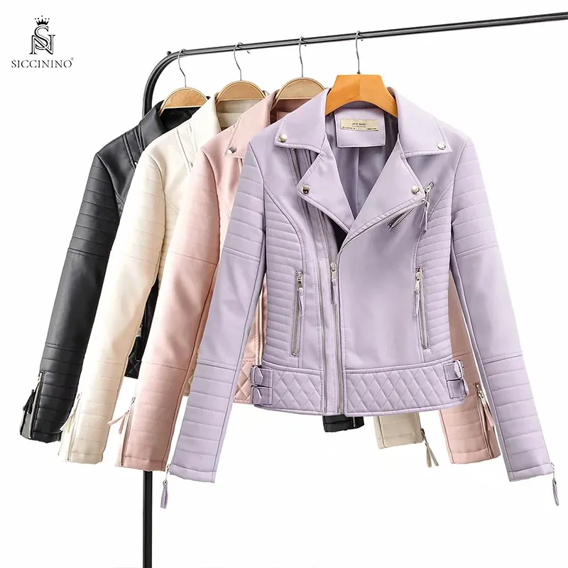 2021 new products spring fall women leather clothing women's motorcycle clothing jacket plus size jackets fall women clothing