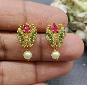 Fashionable Classic Flower Design Gold Plated Zircon Stud <b>Earrings</b> & <b>Tops</b> for Women-Gift AE 076 - Product Image 1