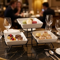 Présentoir à gâteaux 3 niveaux en céramique pour hôtels, restaurants et événements, avec support amovible pour gâteaux, snacks et desserts, gain de place