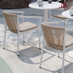 Muebles de exterior para cafetería, conjunto de mimbre de ratán para comedor y jardín, para hotel, restaurante, bar, terraza, sillas y mesa - Product Image 4