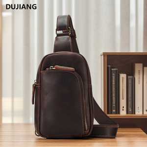 Dujiang Men's Chest <b>Bag</b> Genuine Leather Multi Functional Crossbody Everyday Use Spring 2024 - Product Image 1