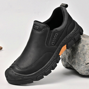Mocassins pour hommes à enfiler, dessus en PU, semelle en caoutchouc, doublure en peluche, motif uni, chaussures décontractées - Product Image 3