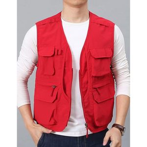 FOXA Men's <b>Utility</b> Cargo <b>Vest</b> Zipper Closure Lightweight Polyester Outdoor Hiking Travel Work Photo <b>Vest</b> - Product Image 3