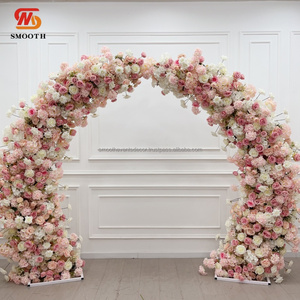 Arche de fleurs artificielles rose à une seule face, très vendue, 8 pieds, support d'arche de fleurs pour la décoration de mariage - Product Image 6