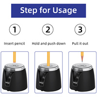 Taille-crayon électrique en plastique Eagle, noir, papeterie, alimenté par piles avec interrupteur de sécurité pour usage domestique