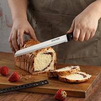 Couteau à pain dentelé de 8 pouces avec couvercle, manche ergonomique, couteau à trancher le pain, couteau à pâtisserie en acier inoxydable avec manche ergonomique