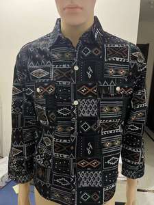 Giacca di Jeans da Uomo Taglie Forti Primaverile e Autunnale Stile Western Azteco Navajo Vintage Stampata con Bottoni - Product Image 2