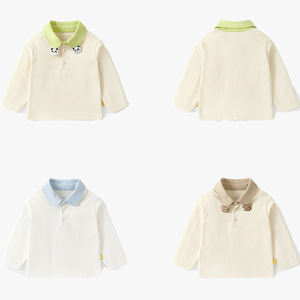 Camiseta de Manga Larga con Cuello Polo para Niños, Conjunto de Primavera para Niñas, Camiseta Básica de Primavera para Niños, Top de Primavera y Otoño para Bebés - Product Image 2