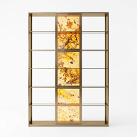 Étagère modulaire en acier inoxydable, panneau géométrique rétroéclairé, étagère en verre, unité de rangement pour boutique de détail, salle d'exposition, décoration murale