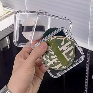 Transparent <b>Makeup</b> Organizer <b>Box</b> With Lid Desktop Storage For Powder Puff Jewelry Bracelet Display Case Eco Friendly - Product Image 2
