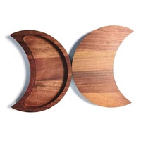 Étagère en cristal en bois plateau à bijoux bibelot plat plateaux décoratifs plateau de lune support en cristal pour l'affichage de pierres