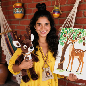 ตุ๊กตาสัตว์นุ่มรูปกวางสีน้ำตาล พร้อมเขากาแฟและหู ทำจากผ้าพลัฌนุ่มพิเศษ บรรจุใย PP พร้อมป้าย ANUTE น่ารักและไม่เหมือนใคร - Product Image 1