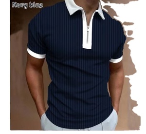 Polo pour homme de haute qualité en gros, décontracté, avec fermeture éclair, logo personnalisé, simple - Product Image 1