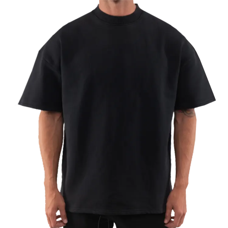 Kaus katun hitam polos pria, kaos sehari-hari penting nyaman cocok serbaguna untuk Layering atau pakaian Solo