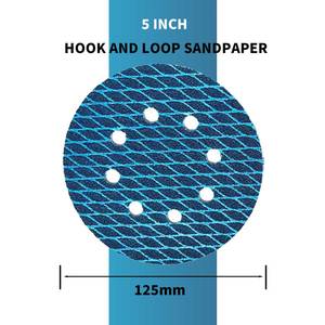 Disque de ponçage circulaire bleu floqué anti-colmatage et résistant <span class=keywords><strong>à</strong></span> l'usure de 5 pouces (12,5 cm) pour le ponçage et le polissage du bois et des murs - Product Image 1