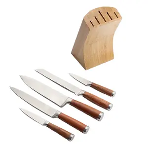 גבוהה פחמן פלדה 8 אינץ שף סכין מטבח נירוסטה סכין סט עם צבע עץ ידית סכו"ם כלים עם עץ בלוק
