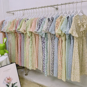 Bán Buôn Mùa Hè Dresses Thanh Lịch Và Giản Dị Dài Voan Hoa Dot Mô Hình Với Ren Trang Trí Giá Thấp - Product Image 1