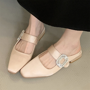 XSD - Mules Personalizados de Tacón Bajo para Mujer, Zapatos Negros Cómodos con Punta Cerrada, Sandalias de Verano para Exteriores - Product Image 5