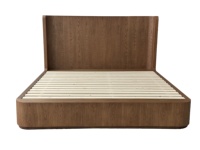 Lit en bois massif de chêne de style contemporain HLM108, taille king size, pour hôtels et meubles de chambre.