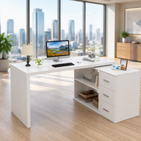 Bureau d'angle modulaire en bois moderne et durable pour ordinateur, avec 3 tiroirs, design en forme de I, pour cadre dirigeant