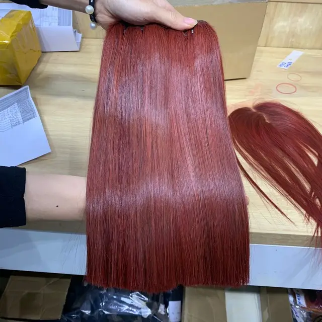 Bone straight hair extensions Dark Red color Vietnam raw hair High Quality wig for black women with wholesale price