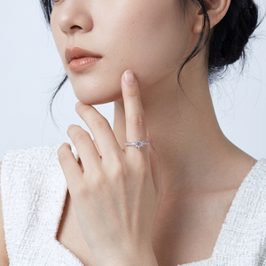 แหวนเพชรแท้ครึ่งวงนิรันดร์ ดีไซน์โรแมนติก ทองคำขาว 18K แท้ ขายดี - Product Image 6