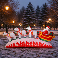 Décoration de Noël gonflable 3M, renne et licorne tirant un traîneau, avec éclairage LED, pour extérieur, jardin, fête
