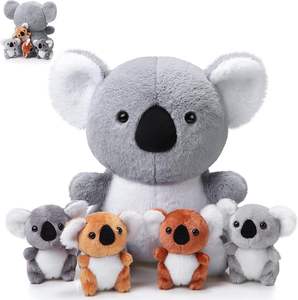 Juego <span class=keywords><strong>de</strong></span> peluche <span class=keywords><strong>de</strong></span> oso Koala <span class=keywords><strong>de</strong></span> 5 piezas, 13 ", Animal relleno <span class=keywords><strong>de</strong></span> Koala para mamá con 4 bebés <span class=keywords><strong>en</strong></span> el vientre con cremallera, peluches suaves <span class=keywords><strong>de</strong></span> Koala - Product Image 1