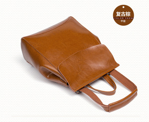 Sac à dos en cuir véritable uni portable pour femme, idéal pour l'école et les adolescentes - Product Image 4