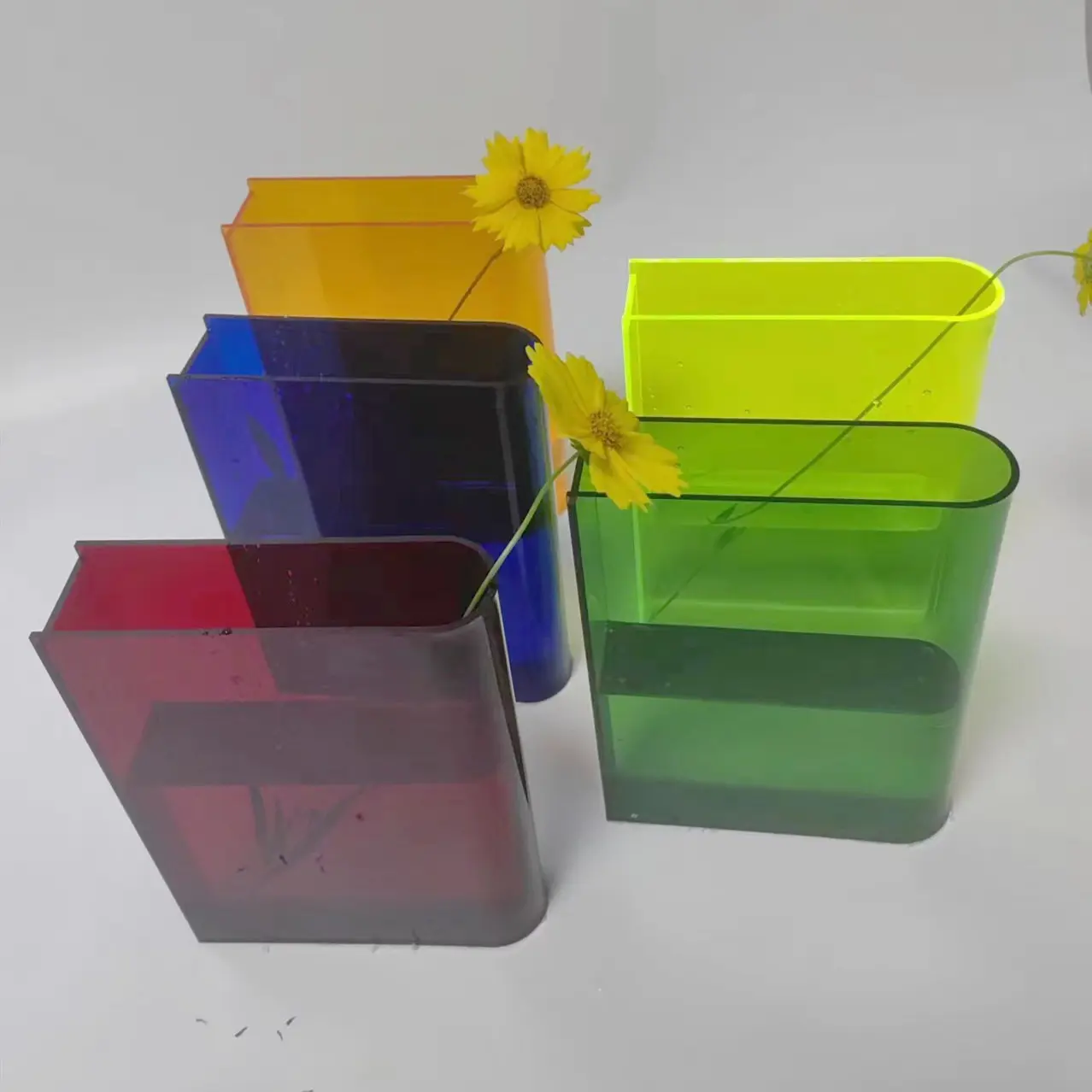 custom logo creative transparent unique clear acrylic book flower vase