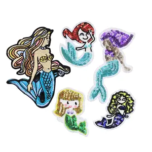 Cartoon Mermaid Sequins Custom Clothing Decor Soft Pvc Patch 3d Designer Sexy Package Underwear Shirt Iron On Embroidery Patches