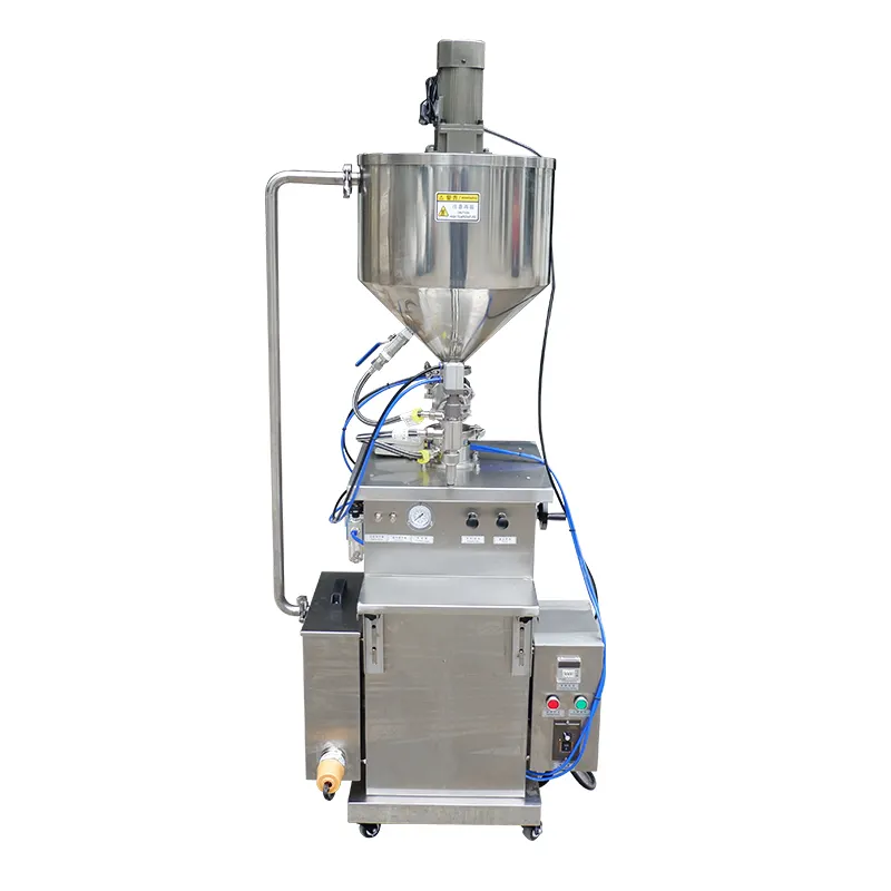 Máquina de enchimento semiautomática para colher de mel, pote de gelatina para nariz recheado de 3 onças, funil de aquecimento e mistura