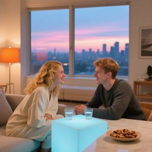 Sgabello Cubo LED Colorato da 30CM, Illuminato, Moderno, in Plastica, per Esterni, Hookah, Feste, <span class=keywords><strong>E</strong></span> Smart Live ES-C2594 per Casa <span class=keywords><strong>e</strong></span> Bar - Product Image 3