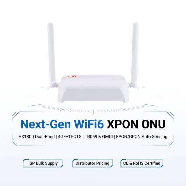 Factory Price WiFi6 ONU XP6490 4GE+1Tel+WIFI 2.4G&5.8G POTS XPON ONU AX1800 WIFI 6 ONT ZAX CHIP TR069 OMCI Dual Band ISP Onus