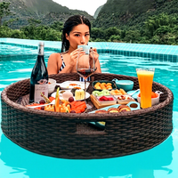 Plateau flottant en rotin durable et imperméable pour piscine, spa, hôtel, villa, idéal pour les dîners aquatiques - Bali Homestay