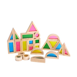 2025 trẻ em mới Montessori đồ chơi bằng gỗ cảm giác cầu vồng xếp chồng Acrylic khối xây dựng - Product Image 1