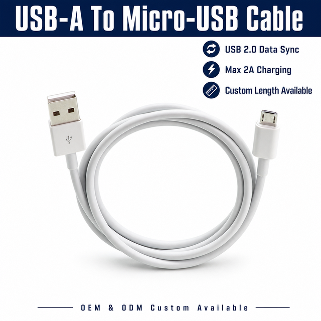Custom Manufacturer Customized ABS Shell 3ft Micro Usb Cable Charging Data Cable for Fast Charging & Data Transfer