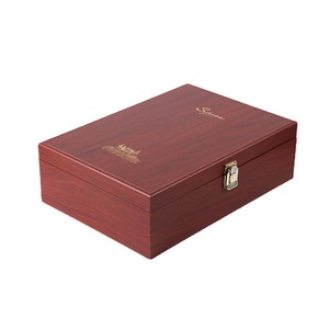 Wooden Wine <b>Box</b> Cherry Color 35x24x10.7cm <b>MDF</b> PVC Gift Packaging Storage <b>Box</b> Rectangle Solid Wood Gift <b>Box</b> - Product Image 2