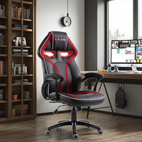 Chaise de jeu ergonomique pour PC, design moderne en cuir synthétique, pivotante, réglable en hauteur, idéale pour salle de jeu