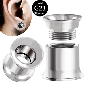G23titanium Đồng hồ đo tai đường hầm đôi loe thịt cắm Bông tai cấy ghép y tế phẫu thuật thép bên ngoài cắm xuyên đồ trang sức - Product Image 1