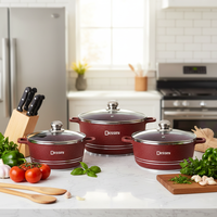 Set Panci Masak Mewah 6 Buah Set Peralatan Masak Granit Anti Lengket untuk Penggemar Masakan