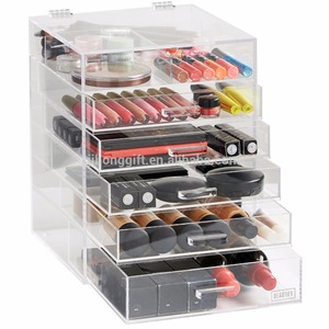 wholesale acrylic box cosmetic storage 6 Tier Clear Acrylic Cosmetic Makeup Organiser Storage Box Case Drawers