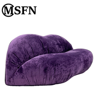 Sofá con Forma de Labios Morados, Diseño Original MSFN, Estructura de Madera Maciza, Esponja de Alta Densidad, Tapicería de Tela Afelpada, Moderno, para Hotel y Sala de Estar