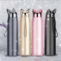 Gobelet d'isolation d'oreilles de chat et de renard mignon Double couche en acier inoxydable Thermos bouteille d'eau gobelet sous vide