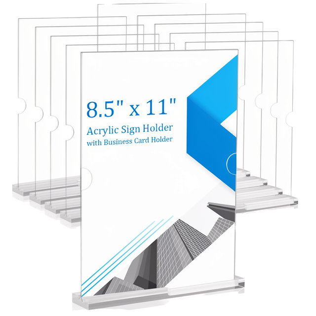 10-Pack for Acrylic Sign Holders Pre-Assembled 10mm Thick Double-Sided Tabletop Flyers Business Cards Stand for