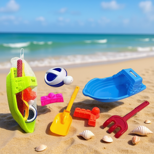 Red Barco Playa 6 Pc Beach Toys Set With Shovel Rake Bucket Mold For Kids Sand Play 15x36x12.5 Cm - Product Image 2